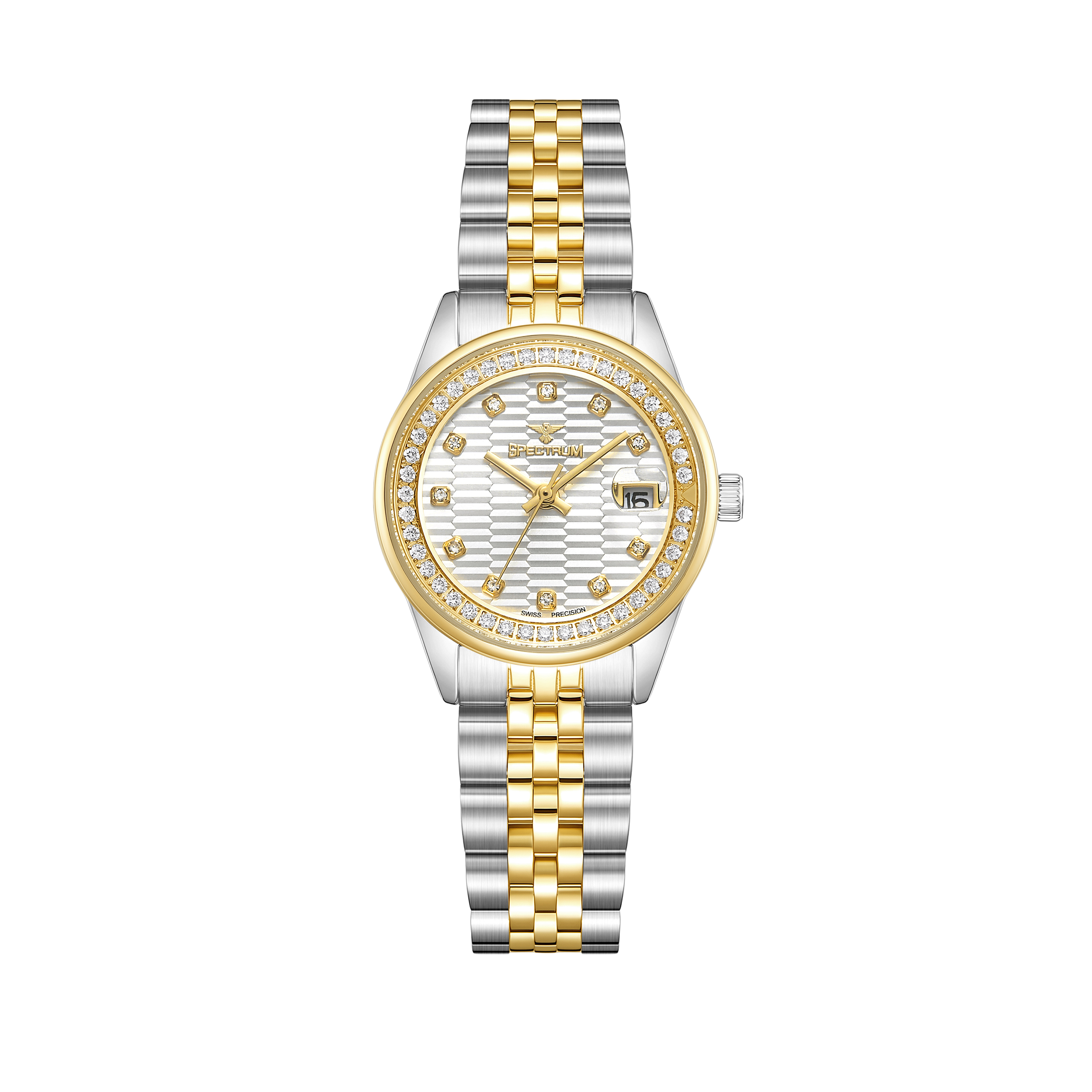 Women's Two Tone Gold Watch with White Dial S17113L-5
