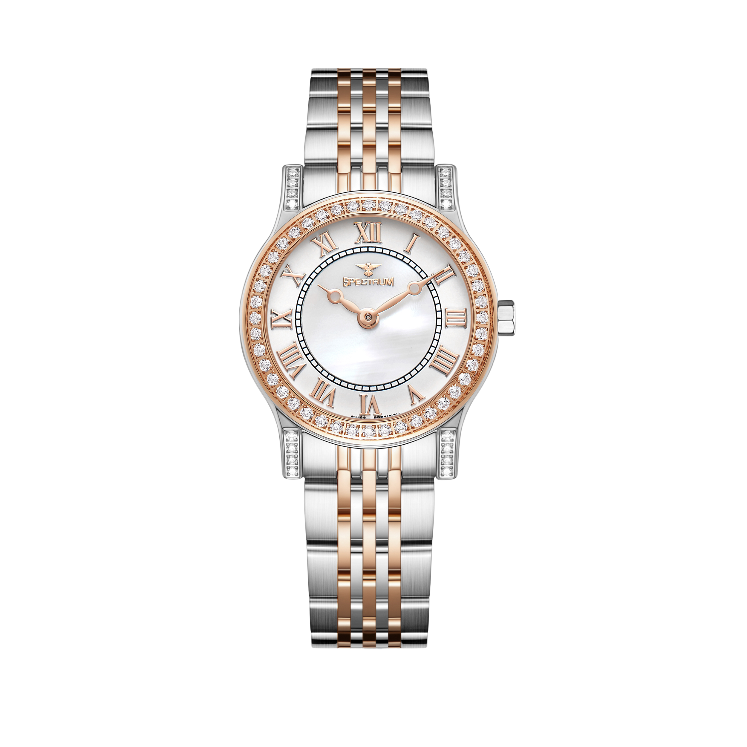 Women's Two Tone Rose Watch with White Dial S17114L-6